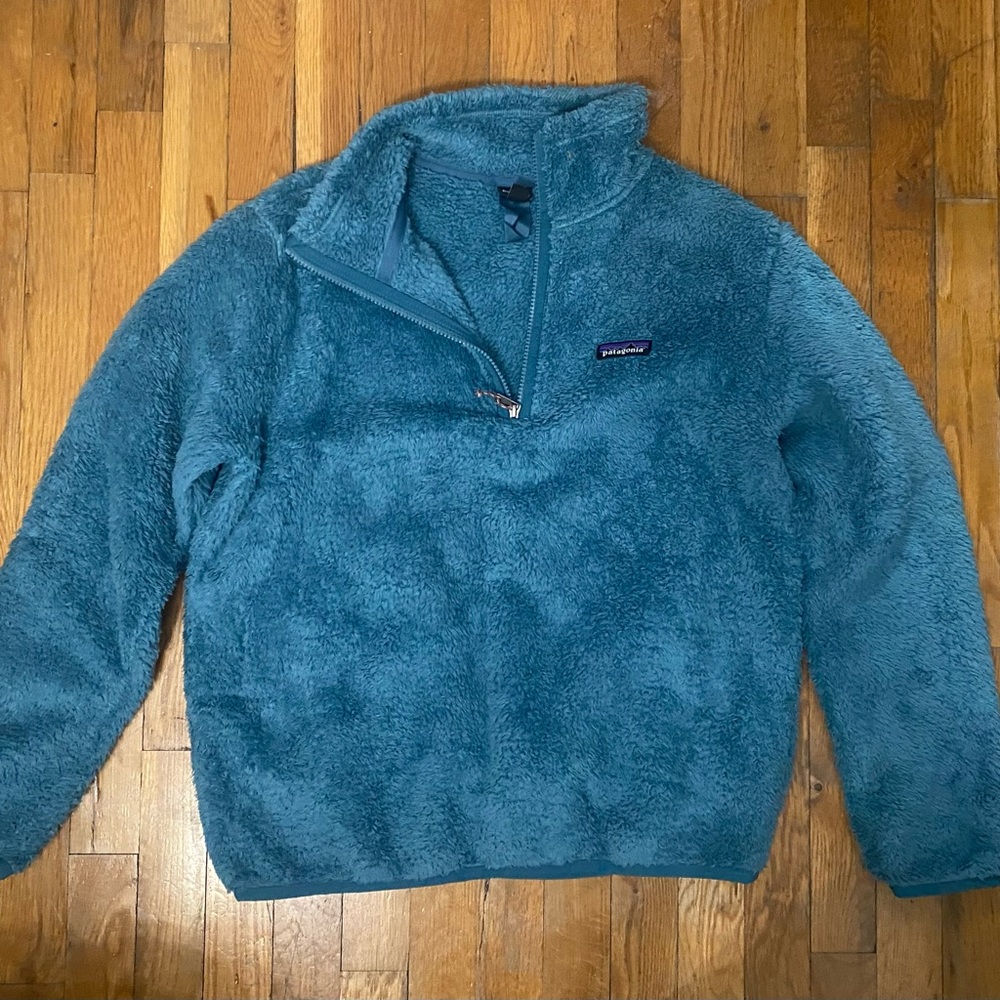 Patagonia pull over fuzzy fleece teal